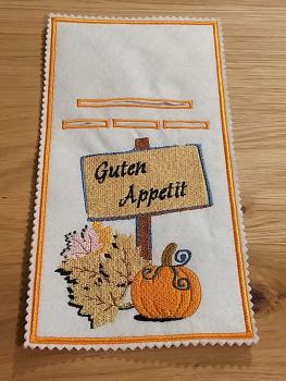 ITH - Stickdatei Bestecktasche Kuerbis mit Schild